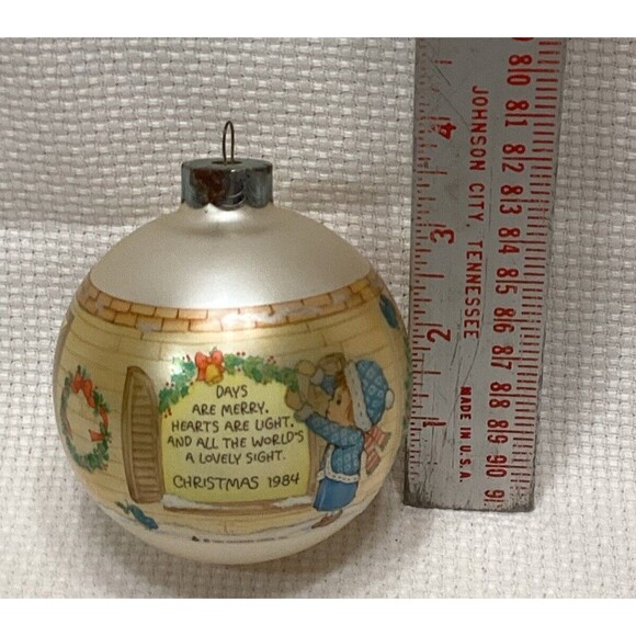 Vintage 1984 Hallmark Cards Betsy Clark 12th Satin Glass Christmas Ornament - Picture 9 of 9